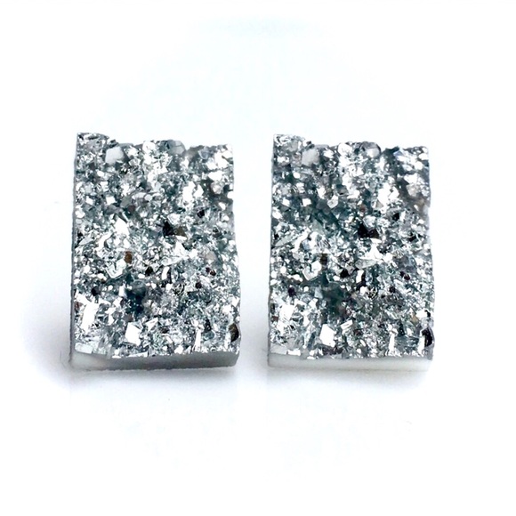 thejeweladdict Jewelry - 3, for 15🎀silver rectangle faux druzy studs